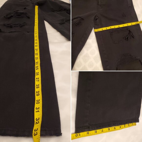 NWT PacSun Eco Black Baggy Distressed Button-Fly Wide Leg Denim Jeans - 23 - Picture 12 of 12